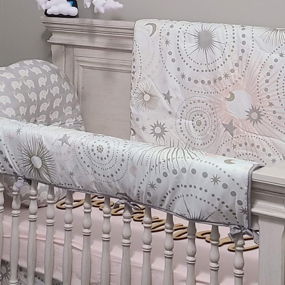 Sweet JoJo Celestial Pink And Gold 3 Piece Crib Bedding Set